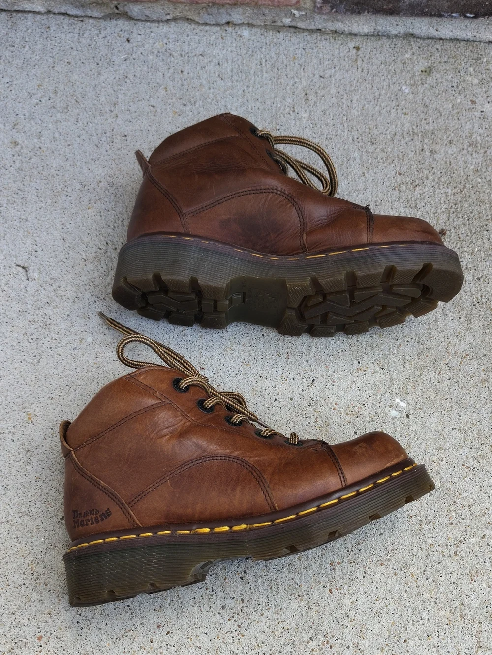 Vintage Dr Martens Chunky Sole Brown Leather Ankle Boots Size 3UK 90s Germany